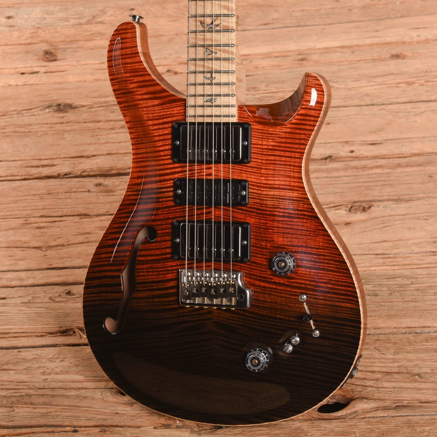 PRS Wood Library Special 22 Semi-Hollow Fire Red Black Fade 2020