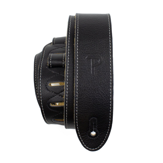 Perri's Deluxe Soft Italian Leather 2" Black Guitar Strap